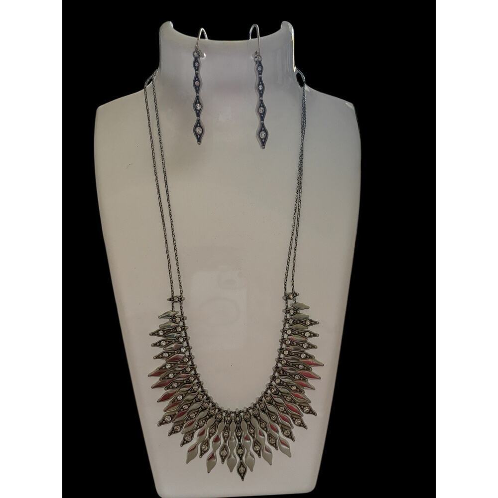 Brighton Andromeda Clear Swarovski Crystal Silver Necklace Earrings Set NWT